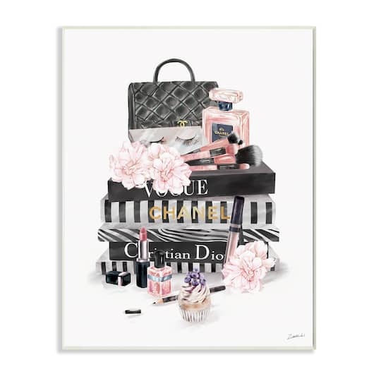 Stupell Industries Daily Glam Necessities Fashion Forward Book Stack Wall Plaque